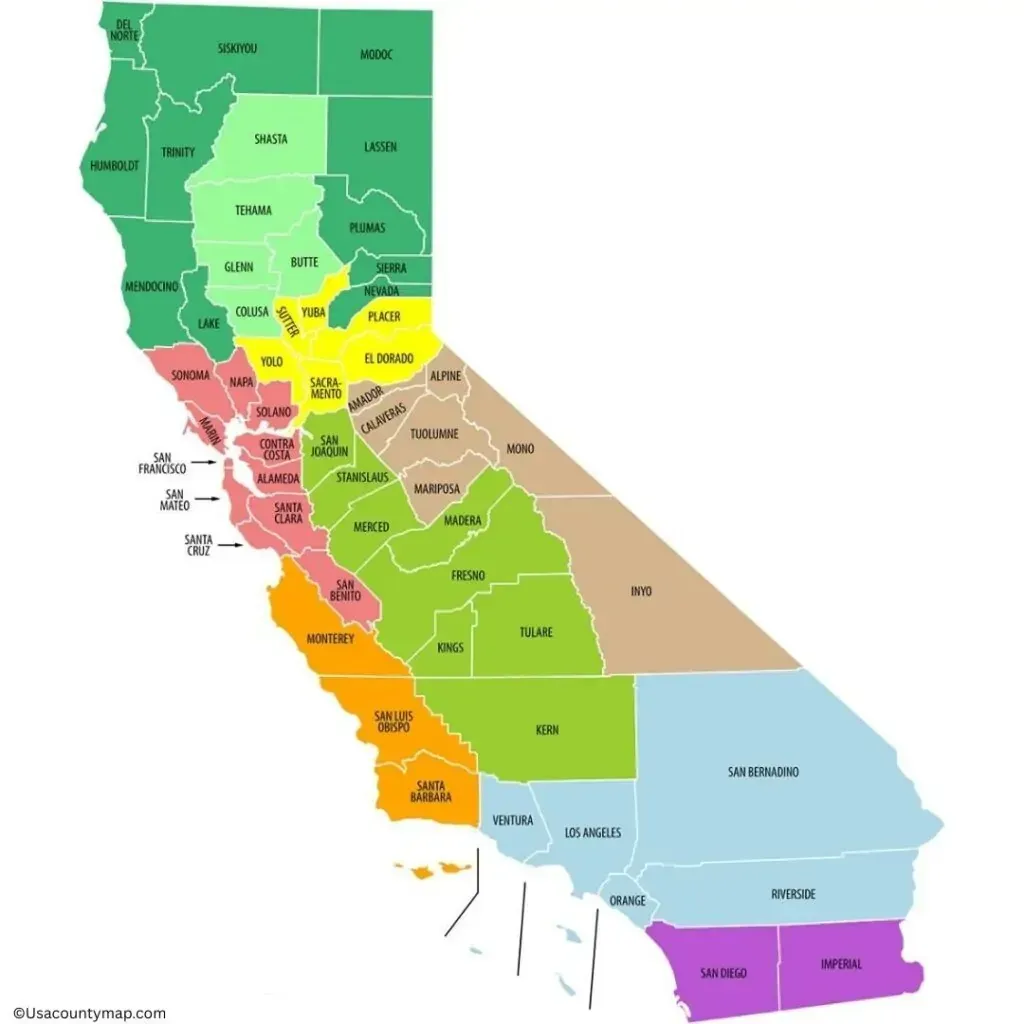 Labeled California County Map