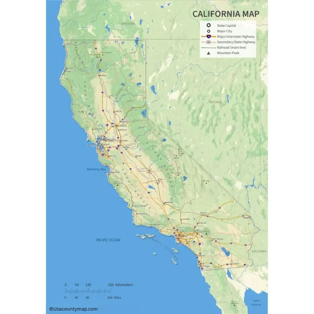 Labeled California County Map 
